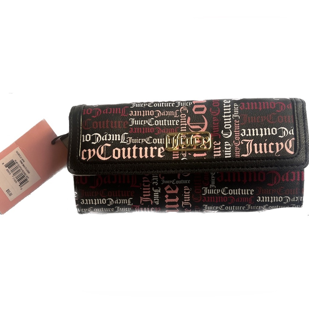 NWT Juicy Couture black & pink logo wallet